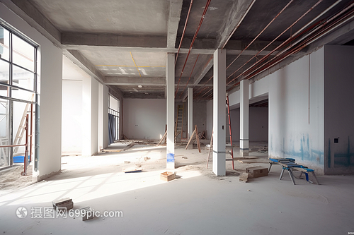 現(xiàn)代建筑內(nèi)部施工現(xiàn)場(chǎng)